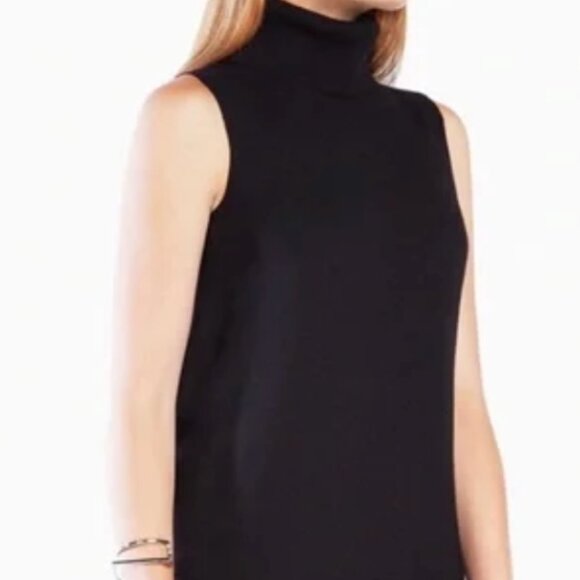 BCBGMaxAzria Black Wool angora Blend Sleeveless Turtleneck Sweater Top Size XL - Picture 1 of 3